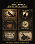 Vintage Gothic Halloween Printable Card Bundle | 6 Digital Greeting Cards | Instant Download